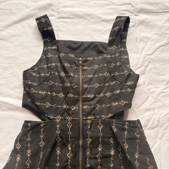 UO Black Printed Dress with Cutouts - Picture 4 of 4